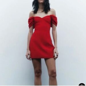 Zara Red Off-Shoulder Mini Dress